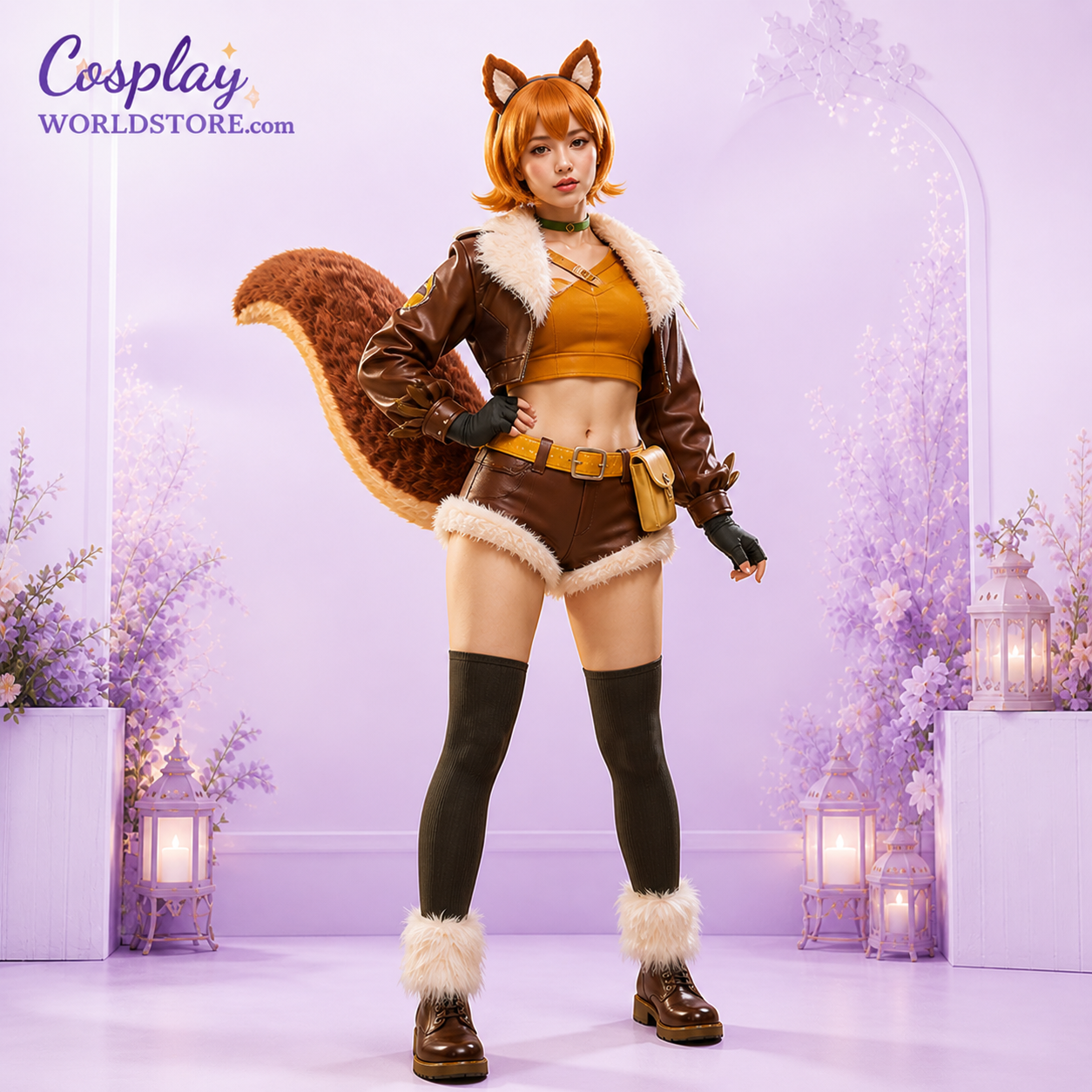 Squirrel Girl Cosplay Costume Set – Full Outfit with Tail, Ears & Boots